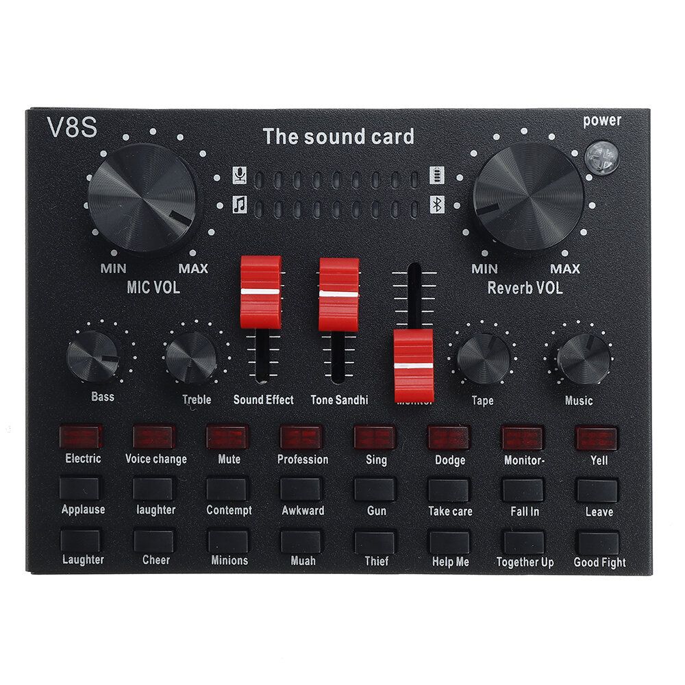 V S Bluetooth Audio Mixer Sound Card Mixing Console Microphone Stand