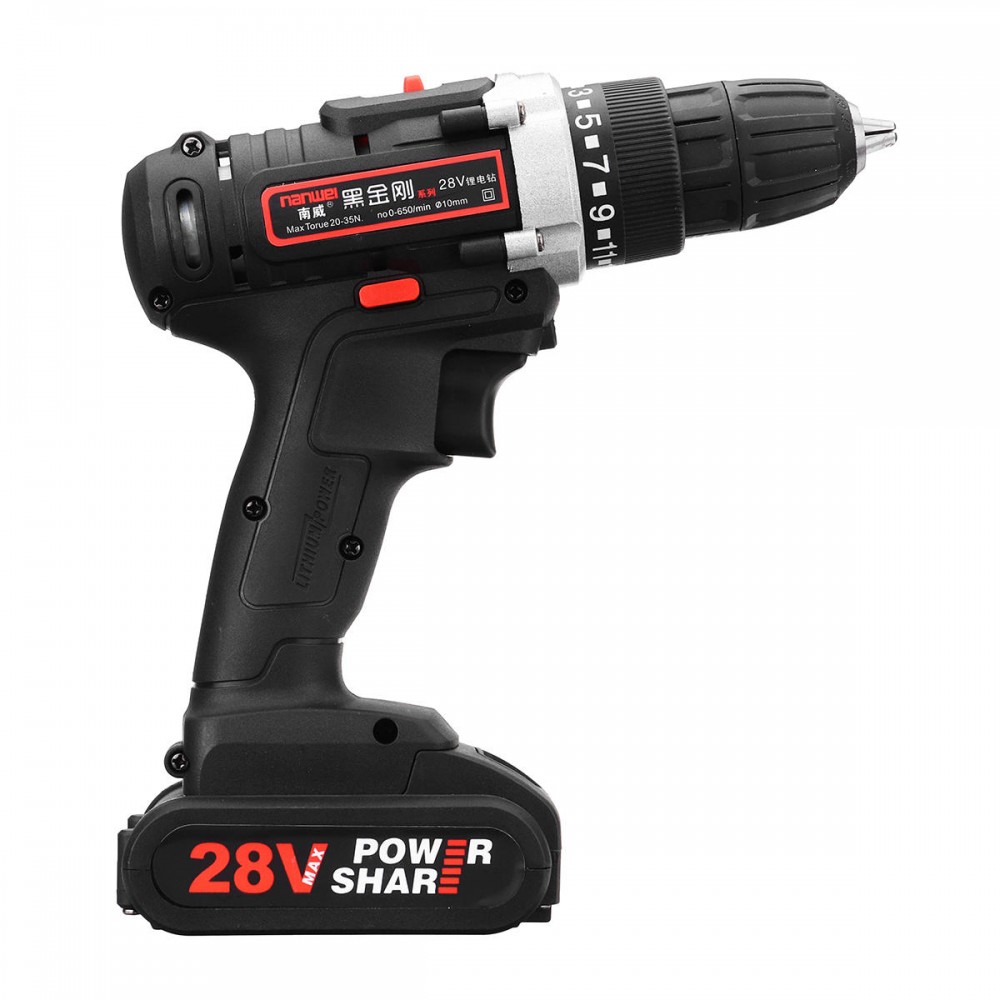 28V Cordless Power Drills Double Speed Electric Drill W 1 Or 2 Li Ion