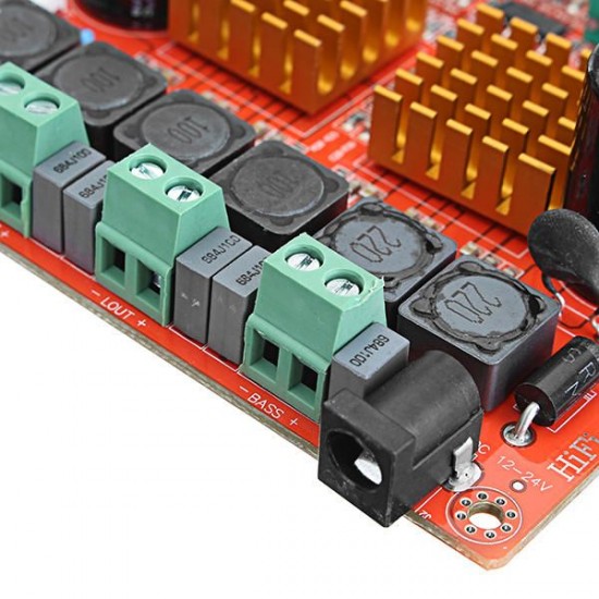 DC 12-24V 200W 3 Channel D Class 2.1 Digital Power Amplifier Board High Power Bass Speaker HIFI Fever Level Sound Quality