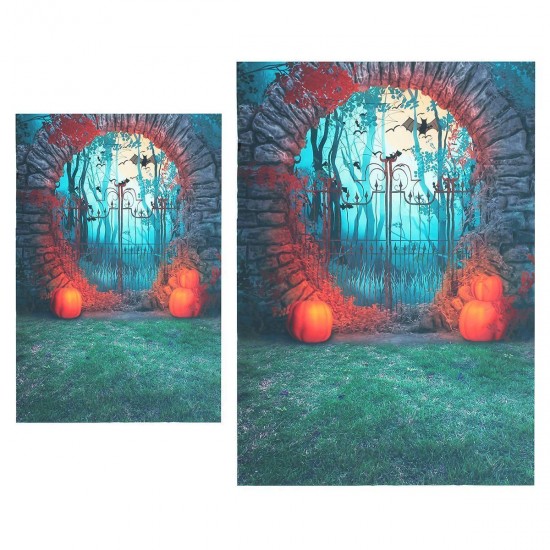 3x5FT 5x7FT Vinyl Halloween Pumpkin Bat Photography Backdrop Background Studio Prop