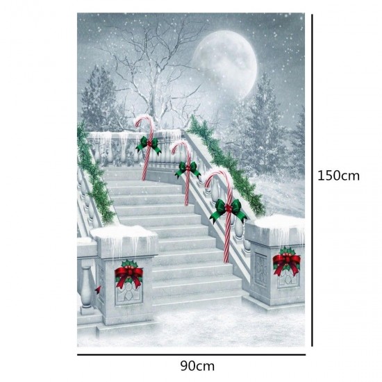 3x5FT Christmas Snowy Street Ladder Photography Backdrop Studio Prop Background