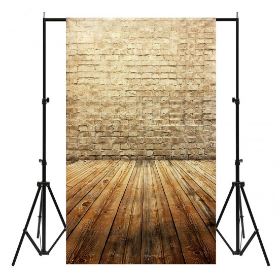 3x5FT Vinyl Brown Brick Wall Wood Floor Photography Backdrop Background Studio Prop