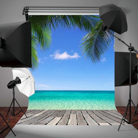 3x5FT Vinyl Summer Blue Sky Beach Coco Photography Backdrop Background Studio Prop