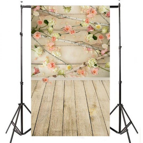 3x5ft Vinyl Wooden Floor Flower Backdrops Photography Studio Props Background