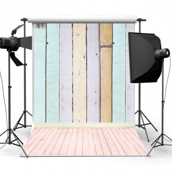 5x10FT Vinyl Colorful Photo Background Wooden Planks Wood Floor Studio Backdrop