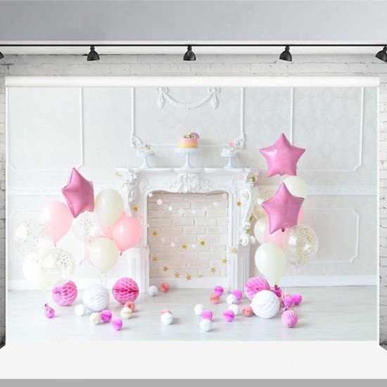 5x3ft 7x5ft Pink Balloon Birthday Theme Photography Backdrop Studio Prop Background