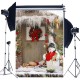 5x7FT Christmas Snowman Wooden Door Wreath Photography Backdrop Studio Prop Background