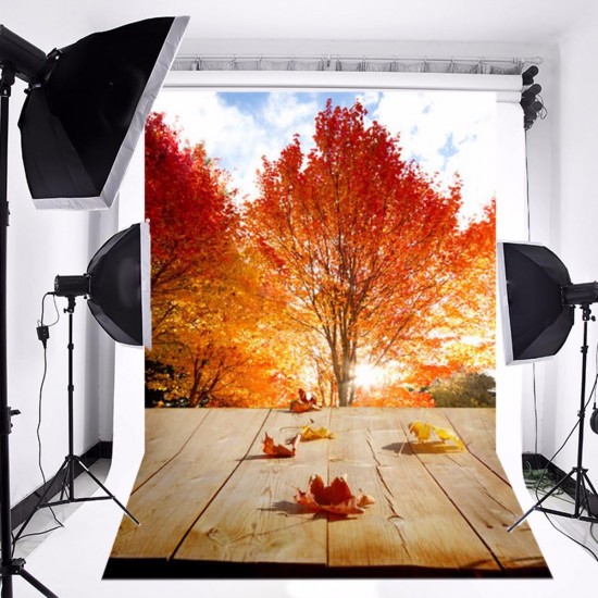 5x7FT Vinly Autumn Falls Maple Photography Backdrop Background Studio Prop