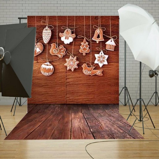 5x7FT Vinyl Christmas Wood Floor Wall Photography Backdrop Background Studio Prop