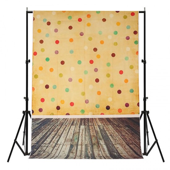 5x7FT Vinyl Cute Yellow Colorful Dot Wood Floor Photography Backdrop Background Studio Prop