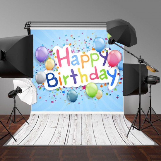 5x7FT Vinyl Floor Happy Birthday Photography Backdrop Background Studio Photo Props