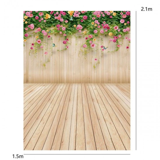 5x7ft Vinyl Flower Wood Floor Photography Background Backdrop For Studio Photo Prop Decoration