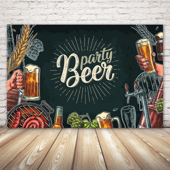 7x5FT Bear Drinking Party Theme Photography Backdrop Studio Prop Background