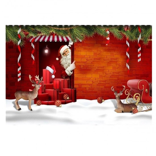 7x5ft Christmas Elk Gift Santa Claus Photography Backdrop Studio Prop Background