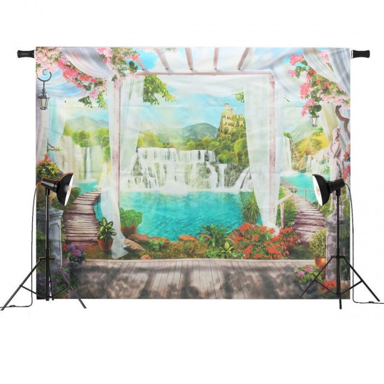 7x5ft Vinyl Curtain Scenic Window Lake Studio Props Photography Backdrops Background