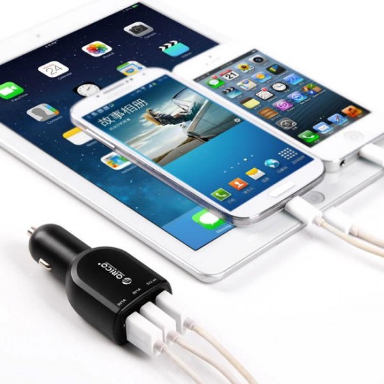 UCA-3U 3 Port USB Car Charger 2.4A 1A for iPad/iPhone/iPod/HTC