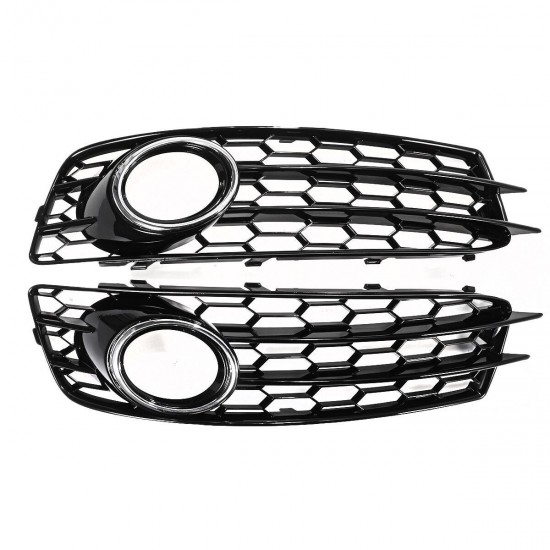 Front Fog Light Lamp Grille Grill Cover Honeycomb Hex Chrome Silver For Audi A3 8P S-Line 2009-2012