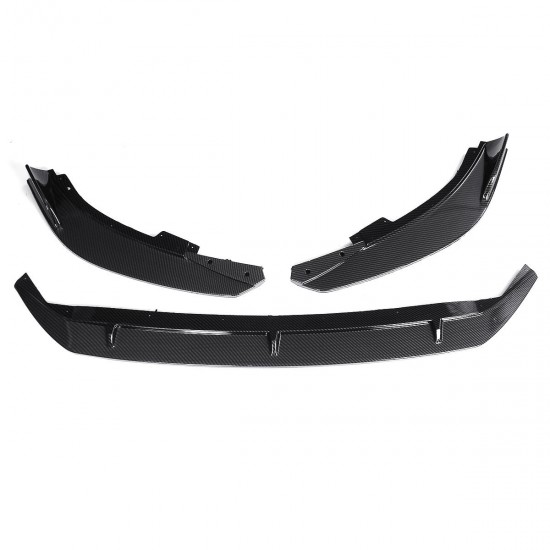 3PCS Carbon Fiber Style Front Bumper Lip Spoiler Cover Trim For Ford Focus 2019