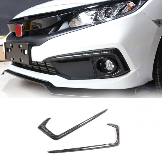 Carbon Fiber Style Front Fog light Eyebrow Cover Trim For Honda Civic 2019+