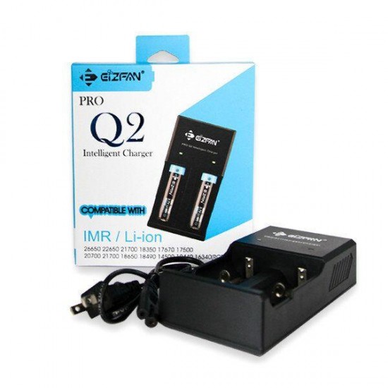 Pro Q2 2 Slots Battery Charger Smart Charger For 18650 20700 21700 26650 Battery With EU/US Plug