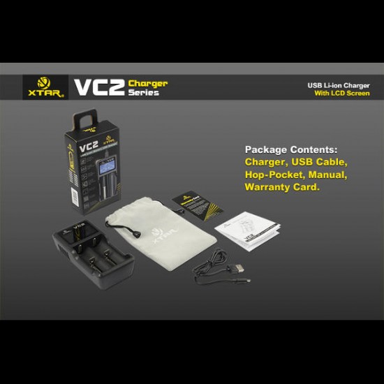 VC2 Charger With LCD Screen Display For 18650 26650 Battery