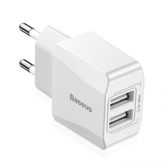 Mini 5V 2.1A Mini Dual USB EU Plug Travel Wall Charger For iPhone X 8 Samsung