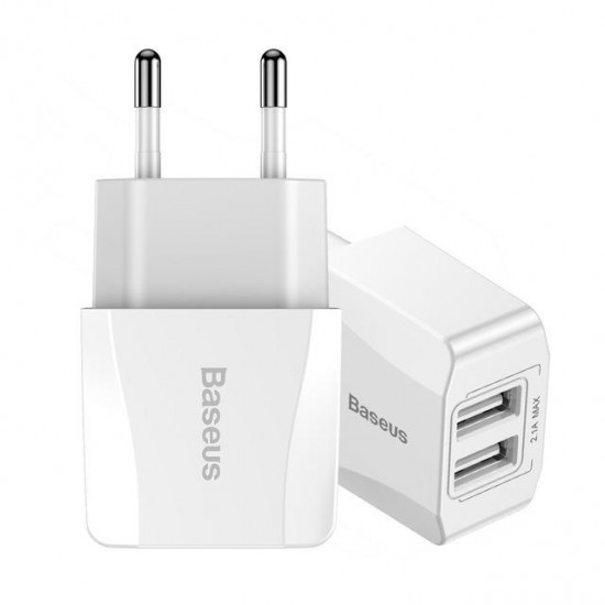 Mini 5V 2.1A Mini Dual USB EU Plug Travel Wall Charger For iPhone X 8 Samsung