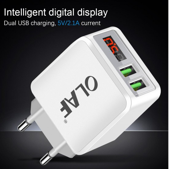 Dual USB Charger Digital Display Travel Power Adapter Fast Charging For iPhone XS 11Pro Huawei P30 P40 Pro OnePlus 8Pro