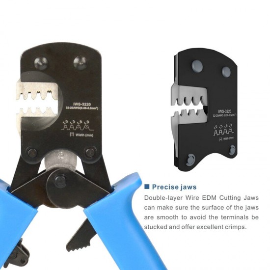 IWS-3220 Crimping Tool For JST DuPont Terminals Mini Hand Crimper Plier For Narrow-pitch Connector Pins 0.03-0.5mm2 AWG: 32-20