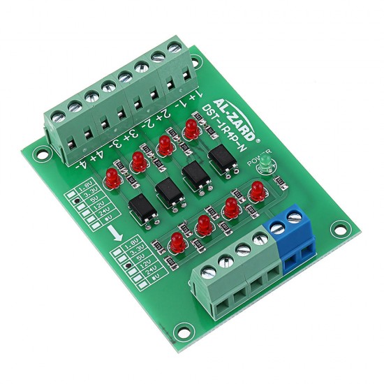 3.3V To 5V/12V/24V 4 Channel Optocoupler Isolation Board Isolated Module PNP Output PLC Signal Level Voltage Converter