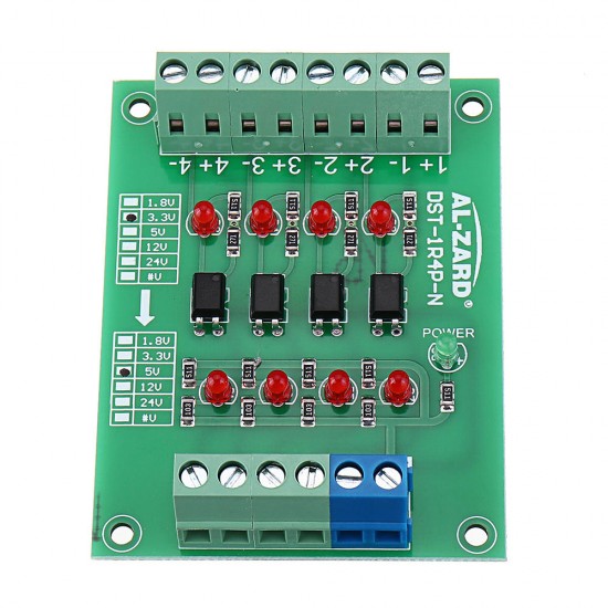 3.3V To 5V/12V/24V 4 Channel Optocoupler Isolation Board Isolated Module PNP Output PLC Signal Level Voltage Converter