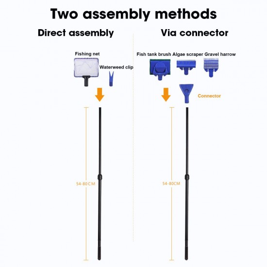 6 in1 Aquarium Fish Tank Cleaning Tool Kit Algae Vacuum Gravel Cleaner Brush Set