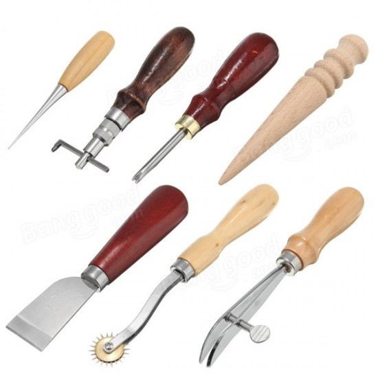 7pcs Leather Craft Tool Hand Cutter Stitching Sewing DIY Tools Kit