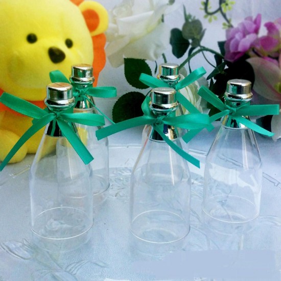 12 Clear Fillable Cham pagne Bottles Candy Boxes Wedding Party Shower Favors