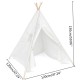 120x120x150cm White Canvas Kids Teepee Children Home Game Toy Play Tent Cubby