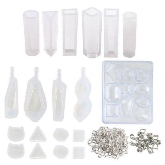 129Pcs Resin Casting Molds Kit Silicone Mold Jewelry Pendant Mould Set