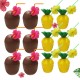 12Pcs Plastic Coconut Pineapple Cup w/ Straw Tropical Hawaiian Luau Hula Beach Pool Party Cup Decor