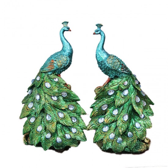 15x13x26cm Peacock Statue Decorative Home Office Art Decorations Desktop Gift