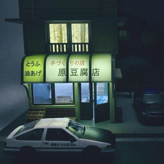 1:64 YumeBox Initial D Takumi Fujiwara Tofu Shop Diorama Display LED Model Building Kit