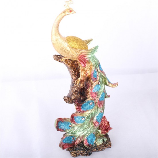 16.5x12.5x42cm Peacock Statue Resin Decorations Sculpture Home Study Room Desktop Gift