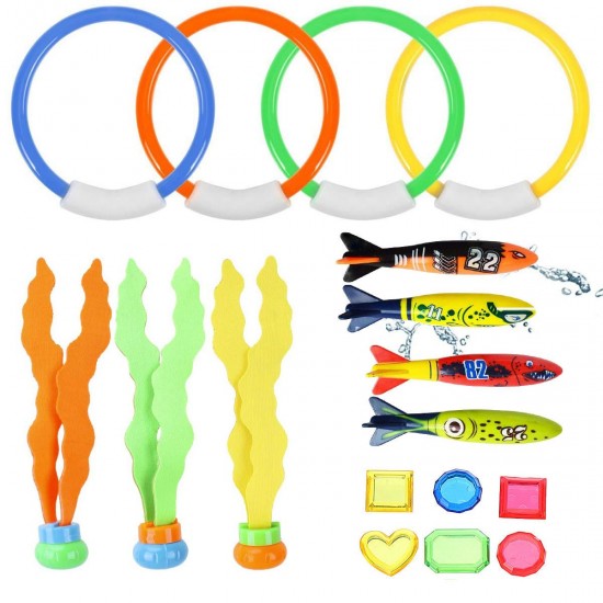 17Pcs Underwater Swimming Diving Pool Toys Kids Fun Dive Training Toy