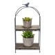 2 Tier Plant Stand Metal Flower Pot Garden Shelf Display Rack Outdoor Indoor