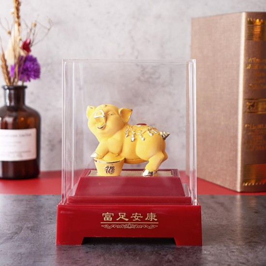 2019 Chinese Zodiac Gold Pig Money Wealth Statue Office Home Decorations Ornament Gift