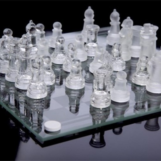 20*20 / 25*25CM High-end Elegant K9 Checker Glass Chess Game Set Home Decorations