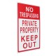 20cmx30cm Aluminum No Trespassing Private Property Keep Out Sign Warning Sign