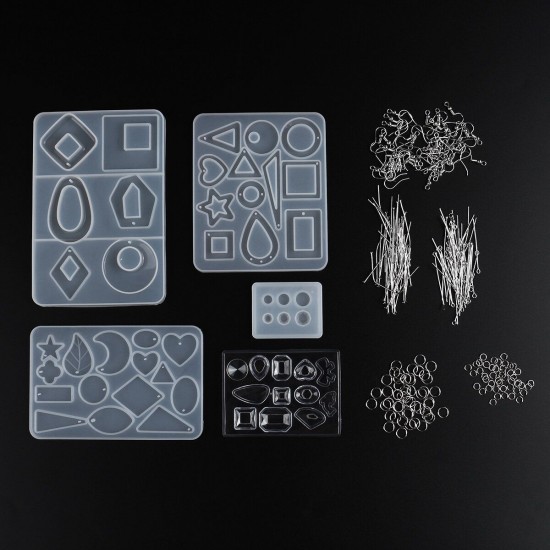 248Pcs DIY Silicone Earring Pendant Mold Resin Epoxy Jewelry Making Mould Tools