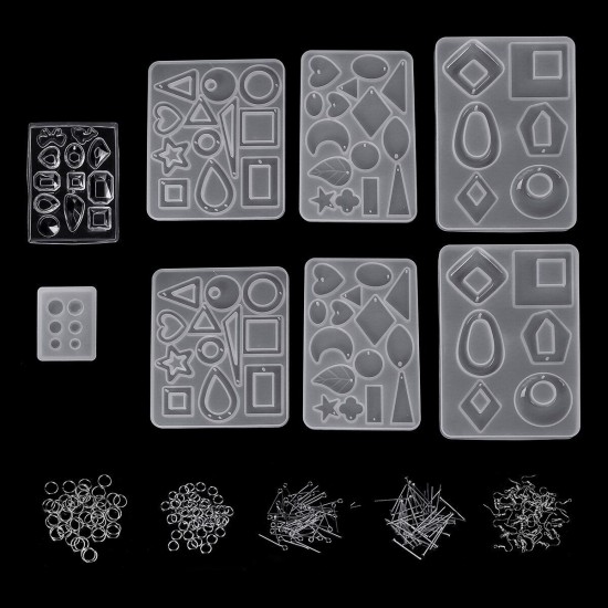 248Pcs Resin Casting Molds Jewelry Making Silicone Mould Metal Pendant Craft Kit