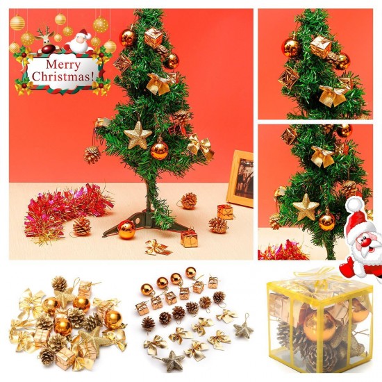 24PCS Gold Glitter Balls Christmas Baubles XMAS Tree Hanging Ornament Decorations