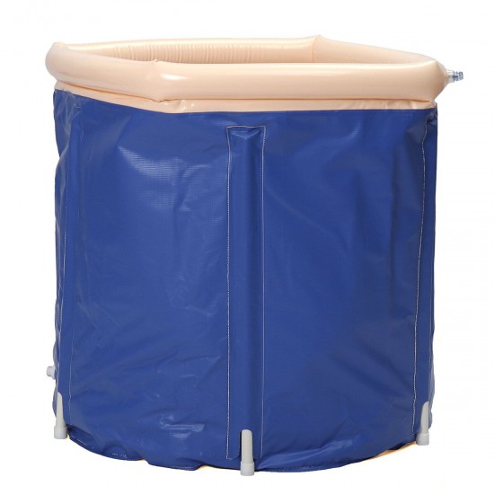 250L Folding Portable Bathtub PVC Water Tub Intdoor Room Adult Spa Bath Blue