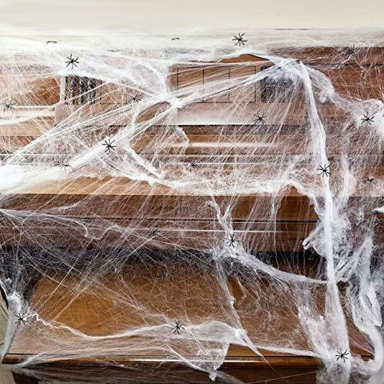 250g Spider Web With 48Pcs Small Spiders Halloween Outdoor Party Decorations Props Supplies